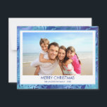MERRY CHRISTMAS HAWAIIAN TROPICAL BLUE PHOTO HOLIDAY CARD<br><div class="desc">Blue incandescent Faux Foil Merry Christmas Hawaiian Tropical Palm Leaf Family Photo Christmas Holiday Card. The picture and family name can be replaced on this simple beach or coastal vacation Christmas Family Photo Card.</div>