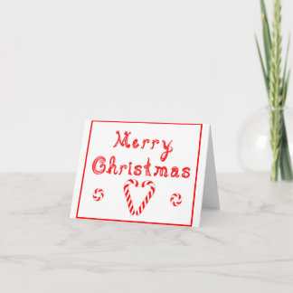 Merry Christmas Heart Candy Canes Peppermint Swirl Holiday Card