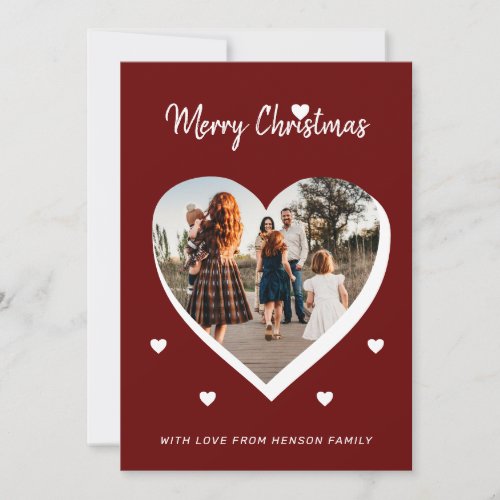 Merry Christmas Heart Family Photo Script Holiday Card