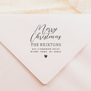 Merry Christmas & Heart Family Return Address Self-inking Stamp