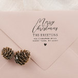 Merry Christmas & Heart Family Return Address Self-inking Stamp<br><div class="desc">An elegant return address stamp, with "Merry Christmas" in handwriting-style script calligraphy. Your family name appears in chic typography with your custom return address or contact details above a cute heart. Made to match our Merry Little Moments 9 Photo Collage Christmas Holiday Collection, coordinating items are available through the collection...</div>