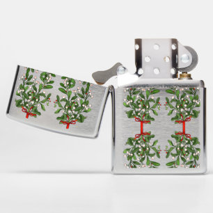 Merry Christmas. Heart of mistletoe, wreath.  Zippo Lighter