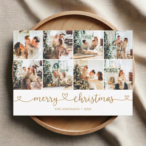 Merry Christmas Heart Photo Collage Holiday Card