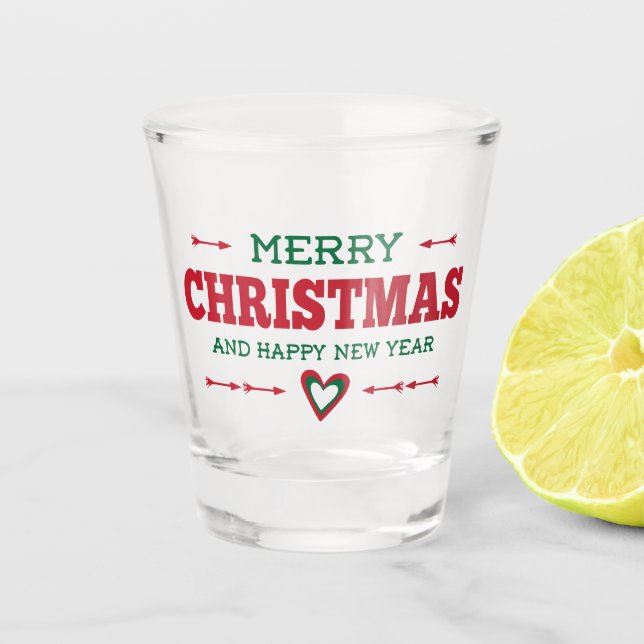 Merry Christmas Heart Shot Glass (Front)