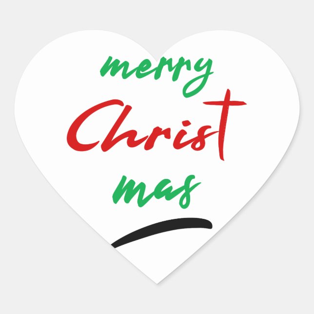 Merry Christmas Heart Sticker (Front)