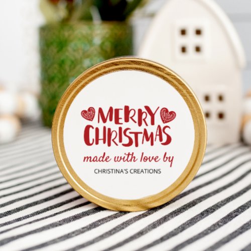 Merry Christmas Hearts Made with Love Classic Round Sticker