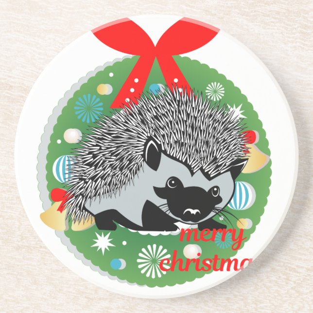 merry christmas hedgehog coaster (Front)