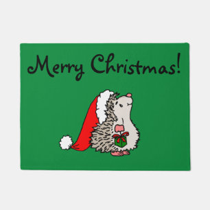 Merry Christmas Hedgehog Doormat