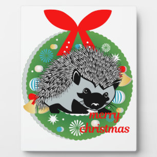 merry christmas hedgehog plaque