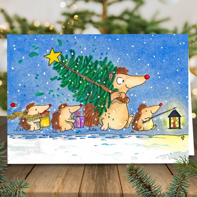Merry Christmas Hedgehogs greeting card  (Creator Uploaded)