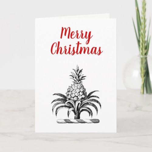 Merry Christmas Heraldic Pineapple Crest Holiday Card