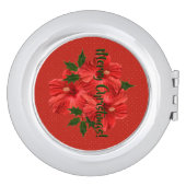 Merry Christmas Hibiscus Holly Holiday Makeup Compact Mirror (Side)
