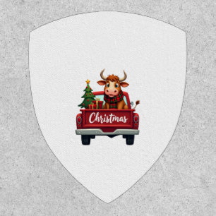 Merry Christmas Highland Cow Christmas Tree Red Tr Patch