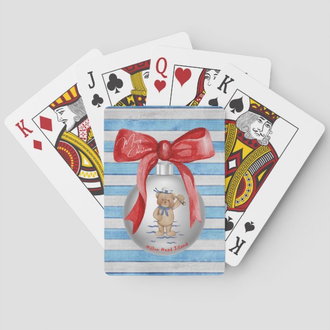 Merry Christmas Hilton Head Island Bear Ornament Poker Cards (Back)