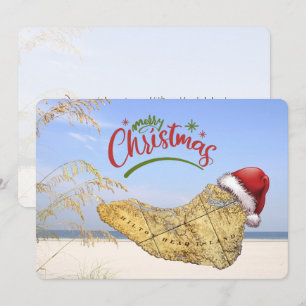 Merry Christmas Hilton Head Island Map & Beach Holiday Card