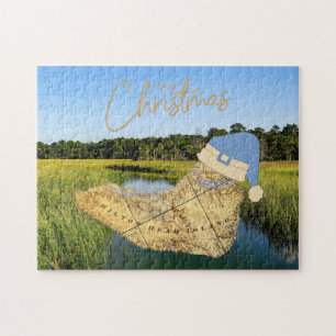 Merry Christmas Hilton Head Island Map Marshlands Jigsaw Puzzle