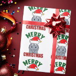 Merry Christmas Hippo Cute Holiday Wrapping Paper<br><div class="desc">A funny holiday hippopotamus above the words Merry Christmas in green and red. I love silly hippo gifts. A great present for someone with a hippo mascot.</div>