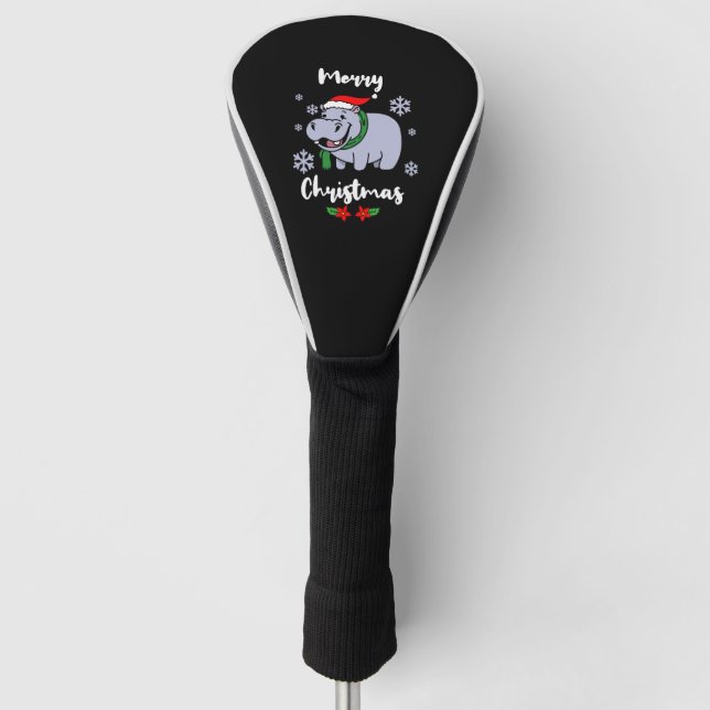 Merry Christmas Hippopotamus Hippo Lover Gift Golf Head Cover (Front)