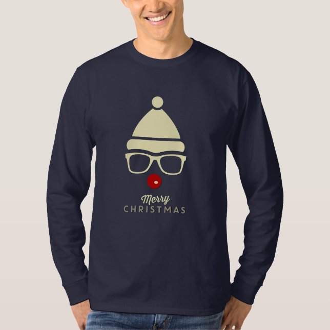 Merry Christmas Hipster Rudolph Men's T-shirt (Front)
