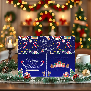 Merry Christmas, HO!HO!HO! Custom Blue Invitation