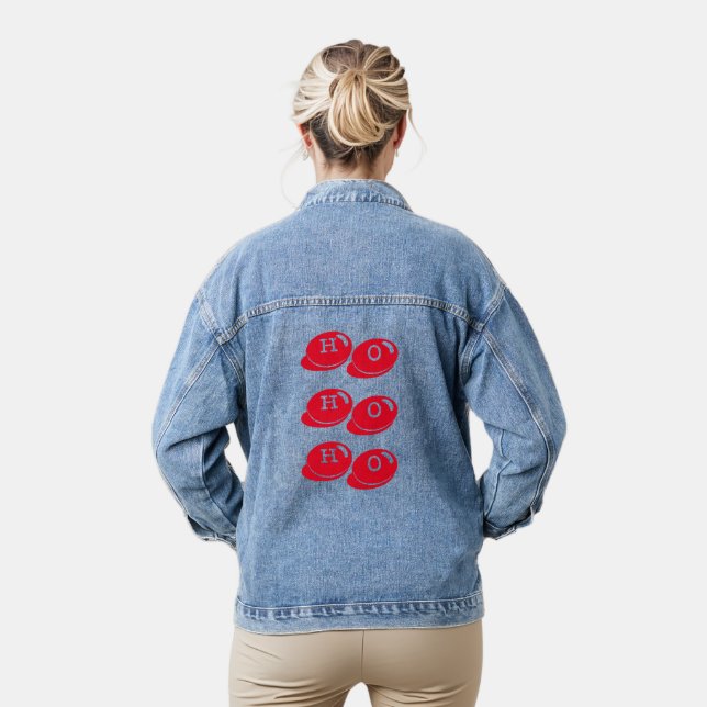merry christmas ho ho ho denim jacket (Model)
