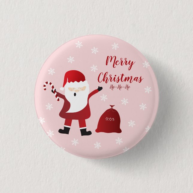 Merry Christmas Ho Ho Ho Santa Claus Button (Front)