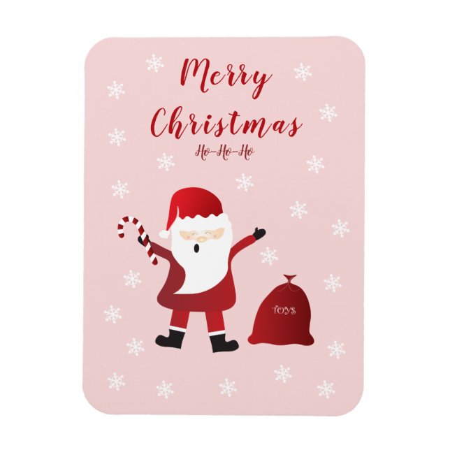 Merry Christmas Ho Ho Ho Santa Claus Red Magnet (Vertical)