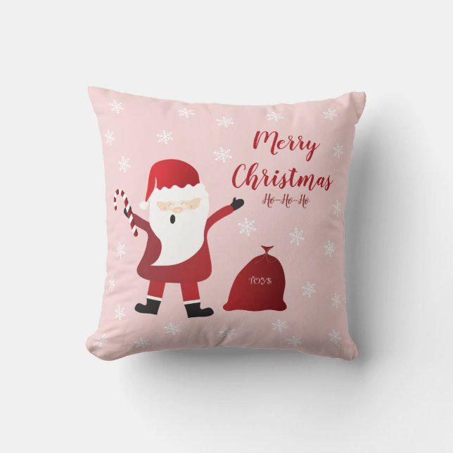 Merry Christmas Ho Ho Ho Santa Claus Throw Pillow (Front)