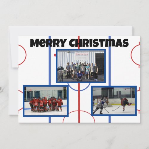 Merry Christmas Hockey Rink Flat Card