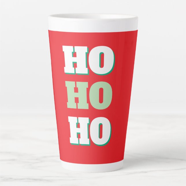 Merry Christmas HoHoHo Party Minimalist Plain Latte Mug (Front)