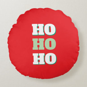 Merry Christmas HoHoHo Party Minimalist Plain Round Pillow