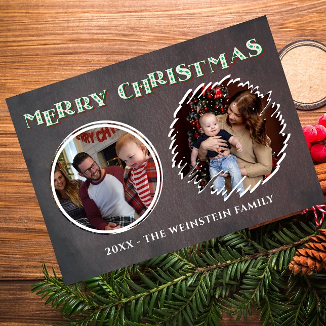 Merry Christmas Holiday 2 Photo Collage card (Creator Uploaded)