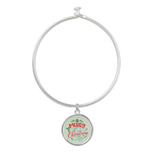Merry Christmas Holiday Bangle Bracelet