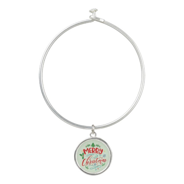 Merry Christmas Holiday  Bangle Bracelet (Front)