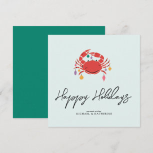Merry Christmas Holiday Beach Crab Card