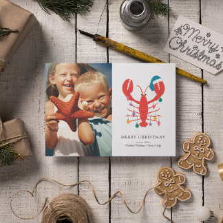 Merry Christmas | Holiday Beach Lobster Crab Card