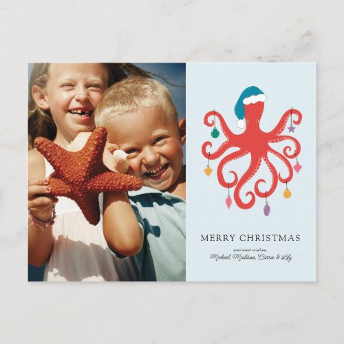 Merry Christmas  Holiday Beach Octopus