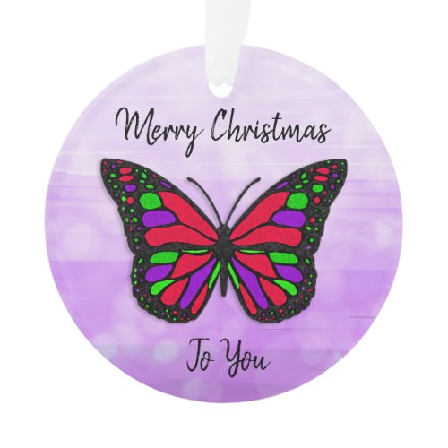 Merry Christmas Holiday Butterfly Holiday Keepsake Ornament