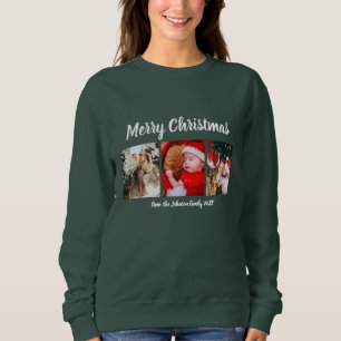 Merry Christmas holiday calligraphy text green Sweatshirt