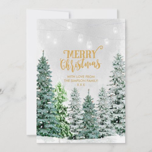 Merry Christmas holiday card snow winter trees