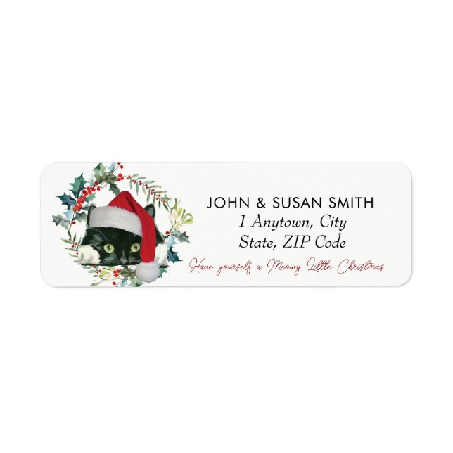 Merry Christmas holiday cat return address labels (Front)