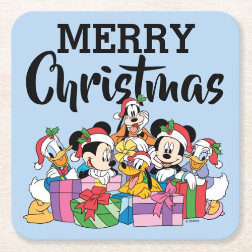 Merry Christmas  Holiday Cheer Group Square Paper Coaster