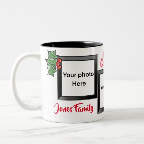 Merry Christmas holiday cheer Holly berries  photo Two_Tone Coffee Mug