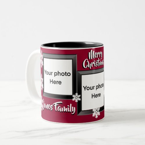 Merry Christmas holiday cheer snowflakes 3 photo  Two_Tone Coffee Mug