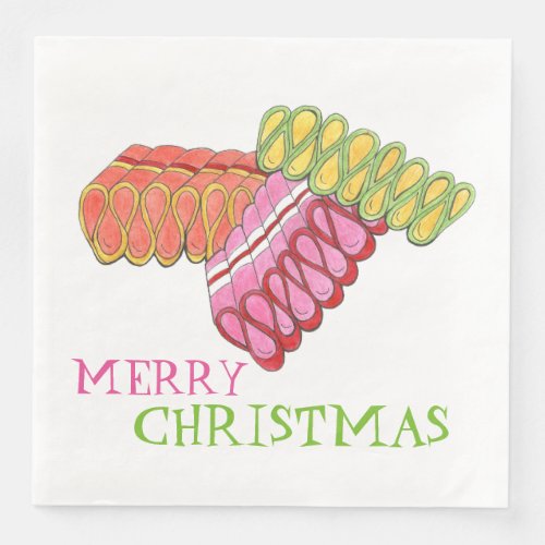 Merry Christmas Holiday Classic Ribbon Candy Paper Dinner Napkins