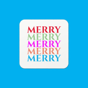 Merry Christmas Holiday Colorful Stickers by KathyHenis at Zazzle