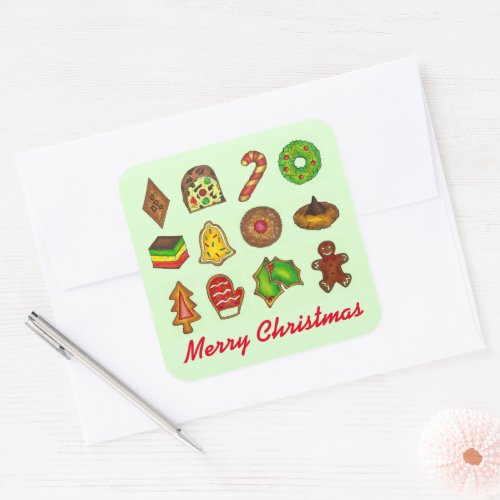 Merry Christmas Holiday Cookies Baking Cookie Swap Square Sticker
