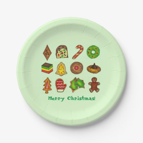 Merry Christmas Holiday Cookies Xmas Baking Paper Plates