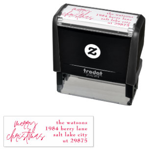 Merry Christmas Holiday Custom Template address Self-inking Stamp