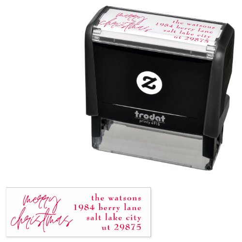 Merry Christmas Holiday Custom Template address Self_inking Stamp